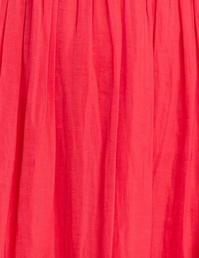 Robe empire smockée satin rose cerise femme