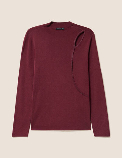 Pull manches longues strass bordeaux femme