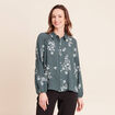Chemise fluide manches longues vert femme