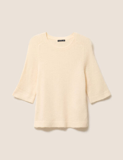 Pull col bateau creme femme