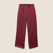 Pantalon large 7/8&egrave;me ceintur&eacute; prune femme