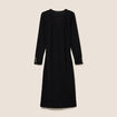 Robe col v manches longues noir femme