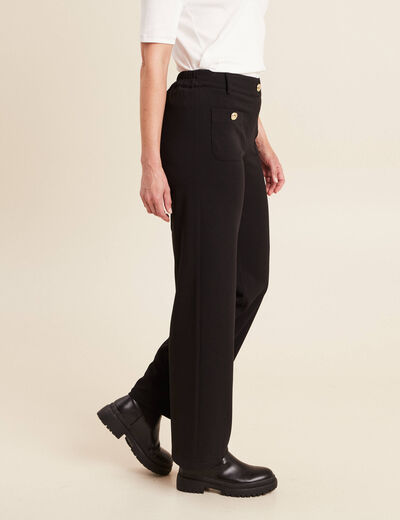 Pantalon coupe droite taille haute noir femme