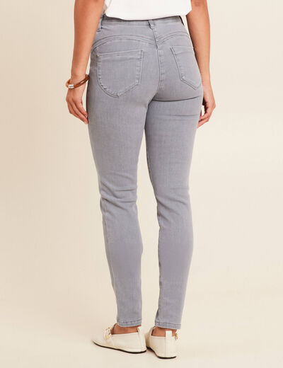 Jean magique ajusté taille standard denim gris femme