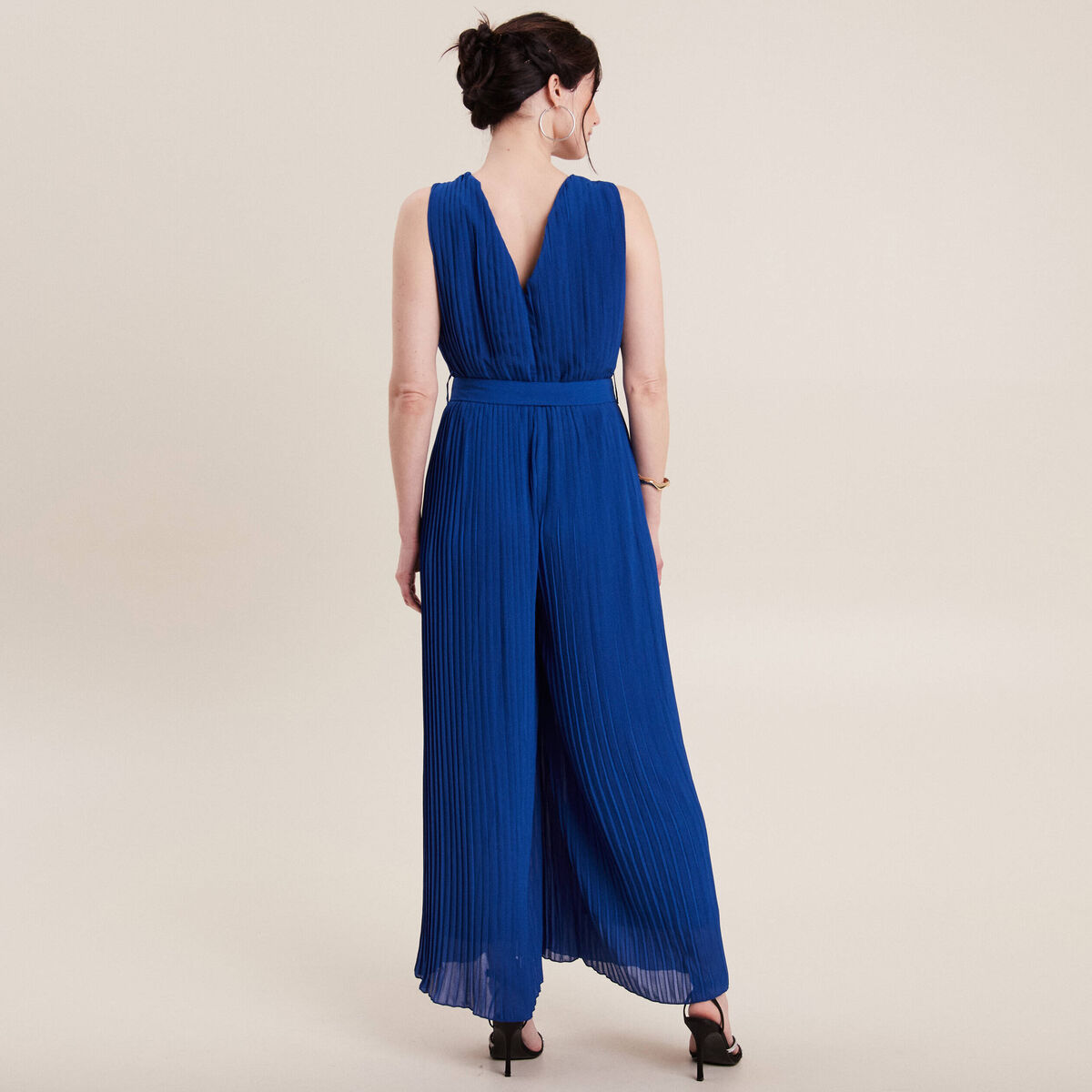 Combinaison pantalon plissée bleu electrique femme