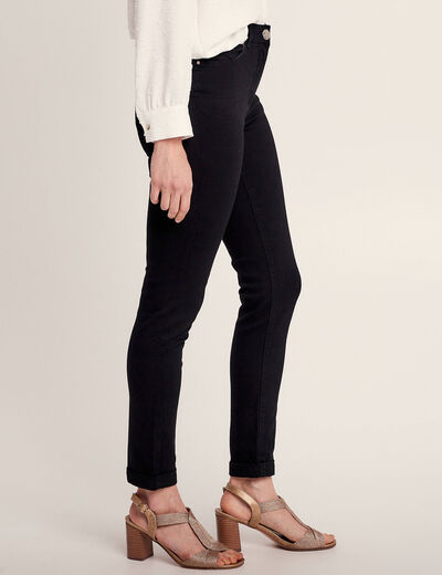 Jean ajusté taille standard 7/8ème noir femme