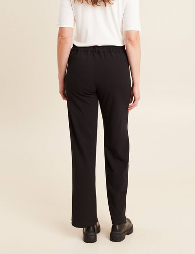 Pantalon coupe droite taille haute noir femme