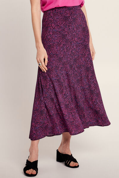 Jupe longue évasée violet femme