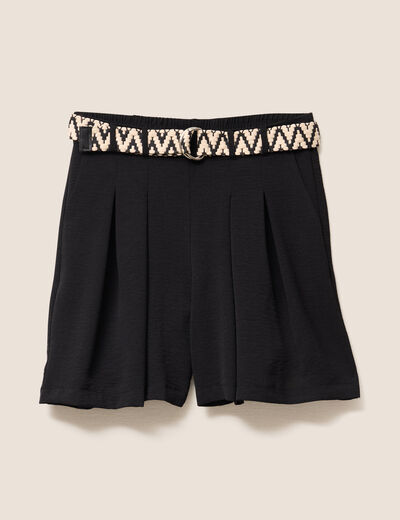 Short avec ceinture amovible noir femme