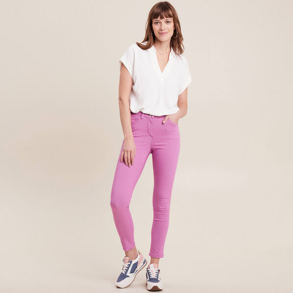 pantalon leger taille standard 78eme mauve femme Pantalon léger taille standard 7/8ème mauve femme