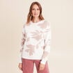 Pull col rond manches longues beige femme