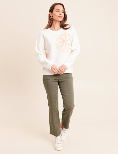 Pantalon magique Le L&eacute;ger coupe droite vert kaki femme