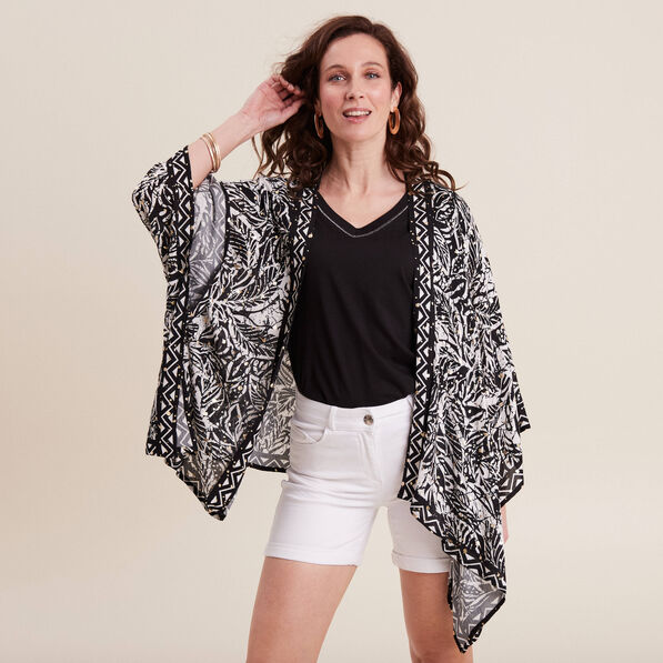 kimono imprime noir femme Kimono imprimé noir femme