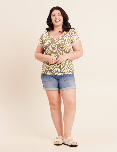 T-shirt manches courtes vert femme