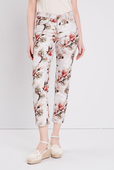 Pantalon réversible confortable beige femme
