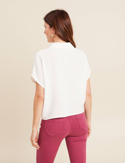 Chemise manches courtes fluide ecru femme