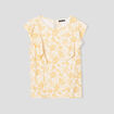 T-shirt manches courtes ajour&eacute; jaune moutarde femme