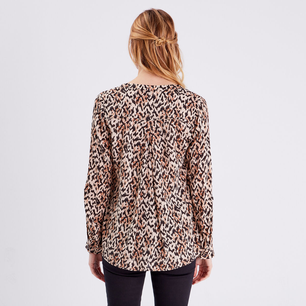 Blouse manches longues beige femme