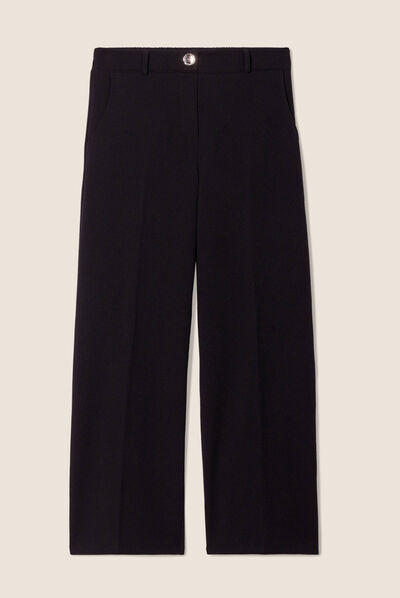 Pantalon large pinces noir femme
