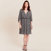 Robe évasée plissée noir femme