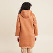 Manteau su&eacute;dine &agrave; capuche marron femme