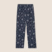 Pantalon large taille haute bleu foncé femme