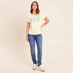 T-shirt col rond manches courtes jaune pastel femme