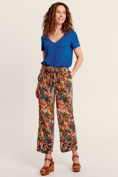 Pantalon flou multicolore femme