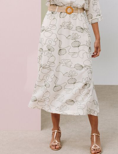 Jupe doubl&eacute;e avec ceinture amovible vert femme