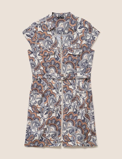 Robe droite zipp&eacute;e marron femme
