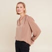 Blouse manches longues satin sable femme