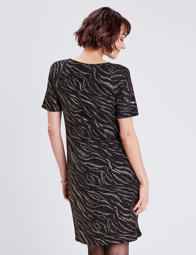 Robe droite manches courtes noir femme