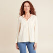 Blouse manches 3/4 à capuche ecru femme