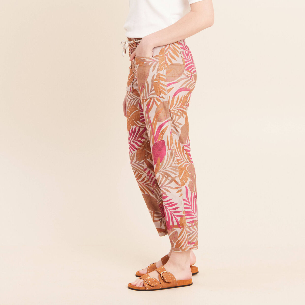 Pantalon droit r&eacute;versible marron femme