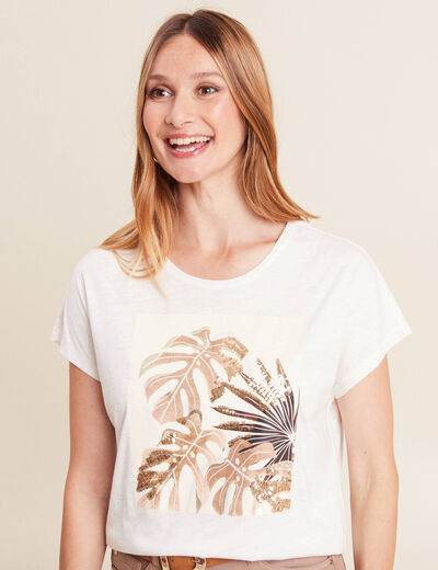T-shirt manches courtes ecru femme