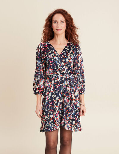 Robe portefeuille fluide noir femme