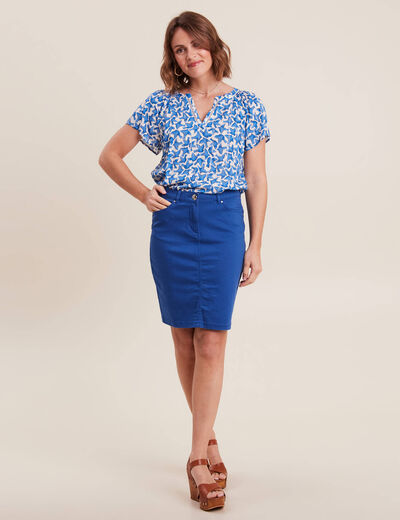 Blouse manches courtes bleu femme