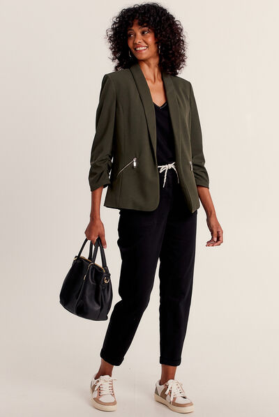 Veste esprit tailleur ajustée vert foncé femme