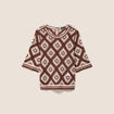 Pull en crochet col rond manches courtes marron femme