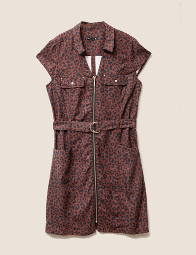 Robe droite zippée marron femme