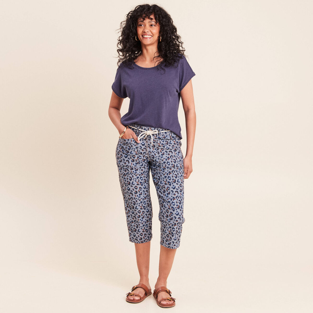 T-shirt col rond manches courtes bleu marine femme