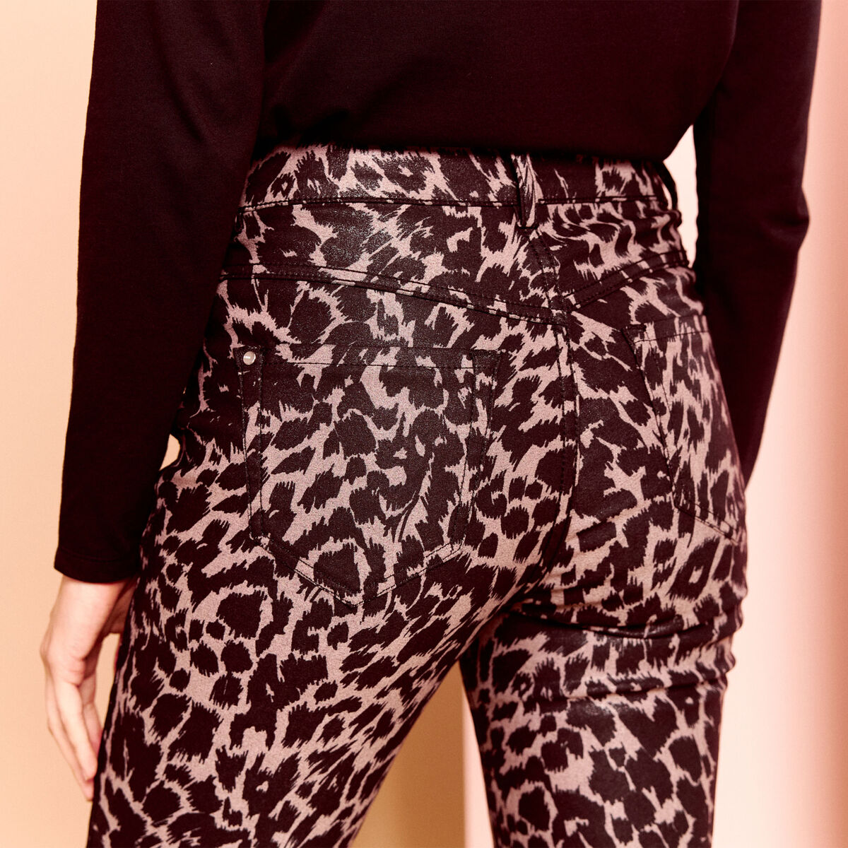 Pantalon ajusté réversible noir femme