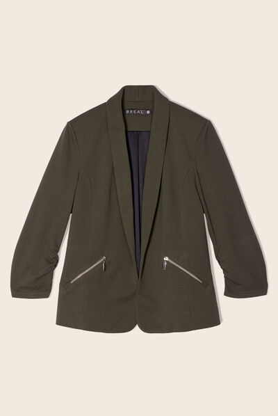 Veste esprit tailleur ajustée vert foncé femme