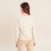 Pull ajust&eacute; col v manches longues couleur or femme