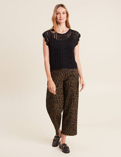 Débardeur macramé noir femme