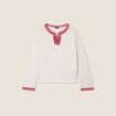 Pull manches longues ajouré ecru femme