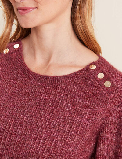 Pull manches longues rouge foncé femme