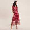 Robe longue portefeuille rose cerise femme