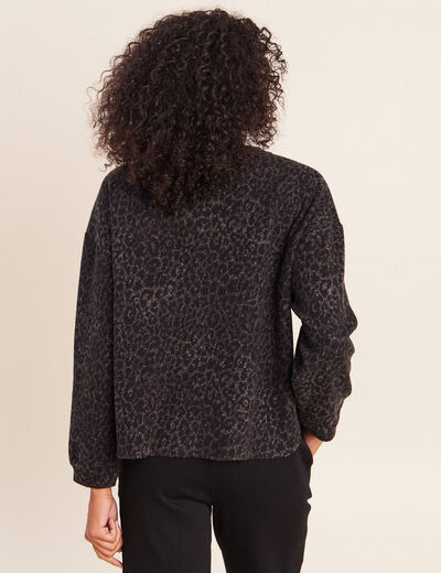 Pull col rond manches longues marron femme