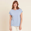 T-shirt manches courtes strass bleu ciel femme